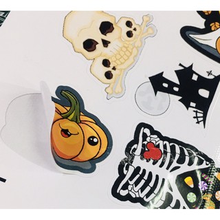 sticker haloween set 30-60 cái ép lụa bóc dán
