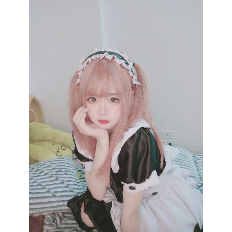 Trang phục váy hầu gái dáng ngắn bèo nơ đen