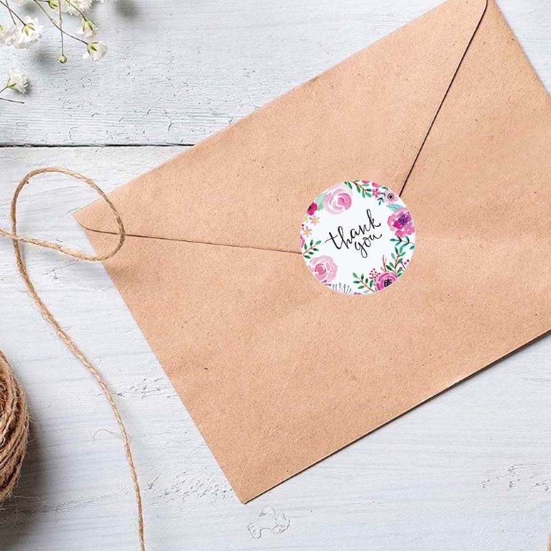 Cuộn 500 Nhãn Dán Hình Tròn In Chữ Thank You Dùng Để Trang Trí Thiệp Cưới