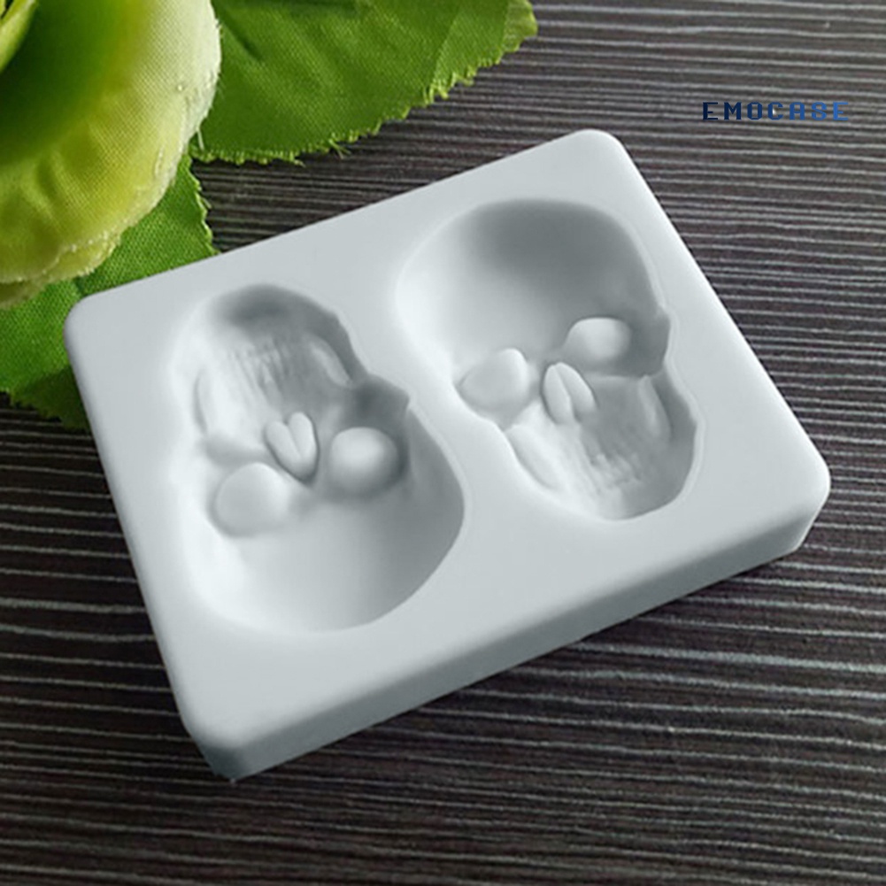 Khuôn Silicone Làm Bánh Tạo Hình Đầu Lâu 2 Ngăn Độc Đáo Tiện Dụng