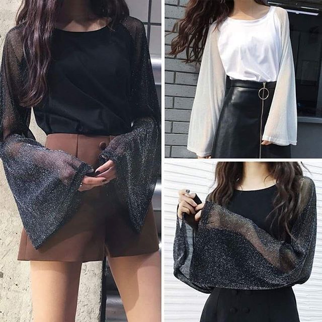Hàng Sẵn_ Áo kim sa tay loe ulzzang(ảnh thật ở cuối)