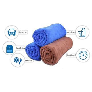 Khăn Microfiber LOẠI DẦY Mềm Mịn Thấm Hút Nước Tốt Chuyên Dụng Lau Rửa Xe Hơi Ô Tô 3M (màu ngẫu nhiên) 37x75cm