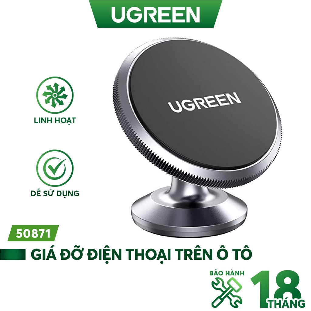 Giá đỡ điện thoại từ tính UGREEN 50871 Dùng trên ô tô - Lực hít mạnh - Hàng phân phối chính thức - Bảo hành 18 tháng