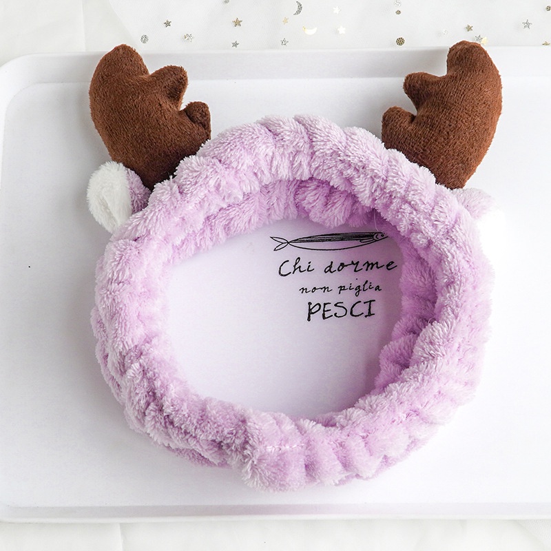 Băng đô cài tóc rửa mặt hình sừng tuần lộc dễ thương