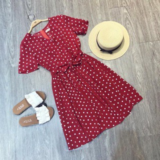 Váy dáng xoè hoạ tiết chấm bi, thời trang đi chơi vào mùa hè [M&C Clothing] - Thời trang nữ. | BigBuy360 - bigbuy360.vn