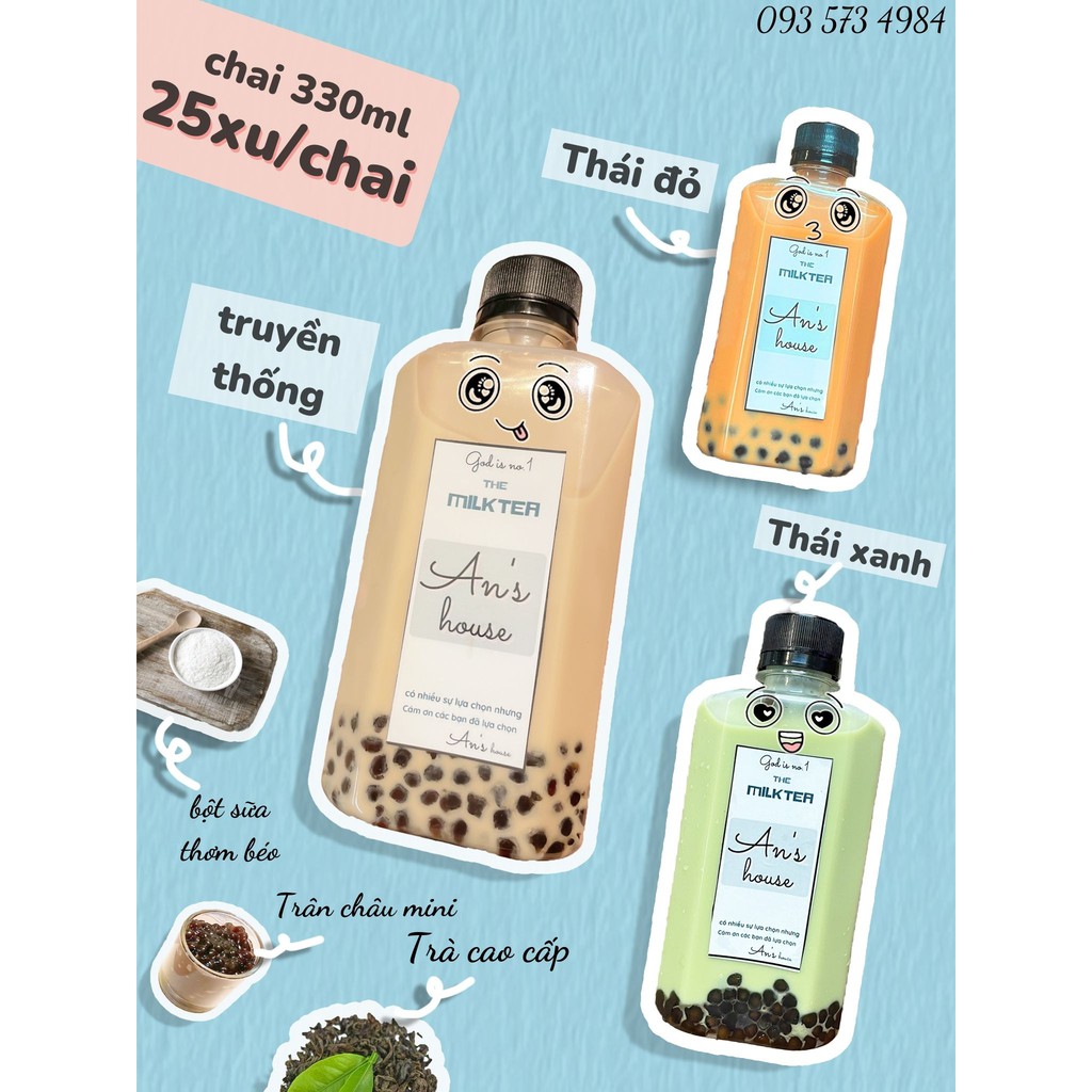 (NOW ship) Trà sữa chai 330ml trân châu mini