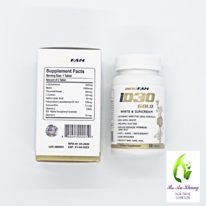 VIÊN UỐNG TRẮNG DA, CHỐNG NẮNG ID30 GOLD