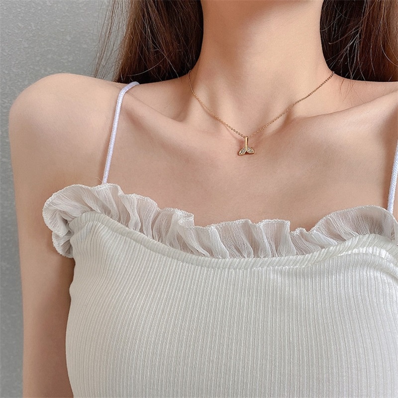 Dây chuyền thép titan mặt đuôi nàng tiên cá đơn giản thời trang mới