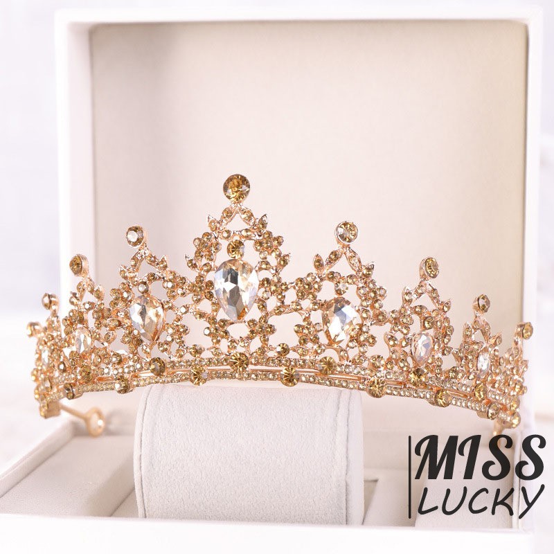 Vương miện hợp kim đính đá thanh tú đa dụng