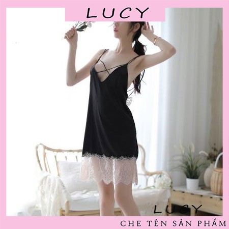 Váy Ngủ Sexy MS5143 Lụa Satin, Phối Ren Rất Đẹp, Set Gồm Váy và Quần Chip Lọt Khe