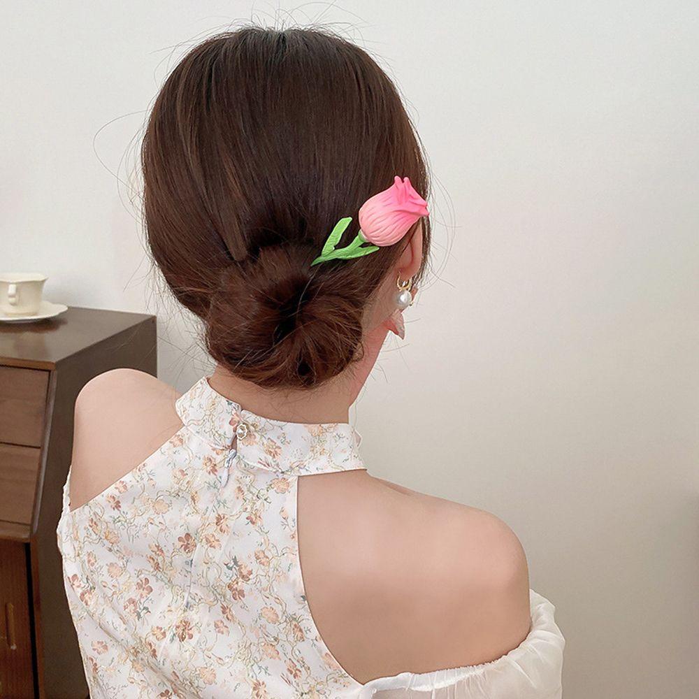 Kẹp Tóc Đuôi Ngựa Hình Hoa Hồng Ngọt Ngào Thanh Lịch Cho Nữ