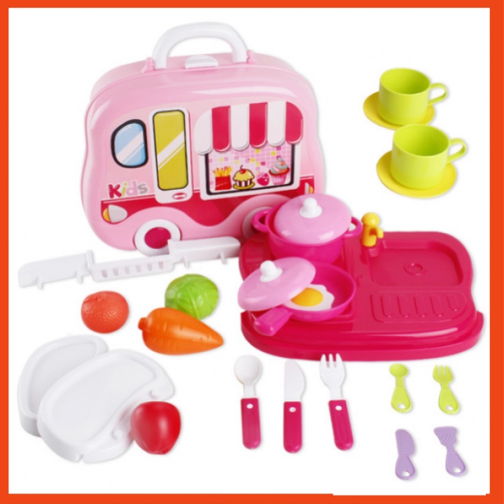 Đồ chơi nấu ăn hình vali ô tô cho bé