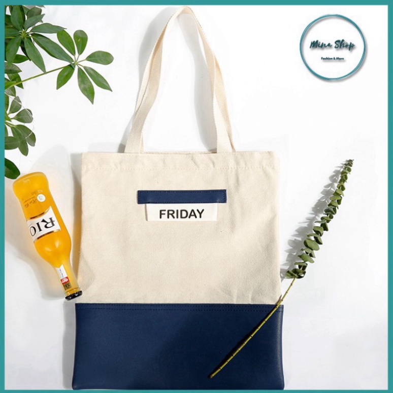 Túi vải canvas - Túi totte bag thời trang có khóa kéo, đeo đi học, đi chơi phong cách, thời trang, tiện lợi.