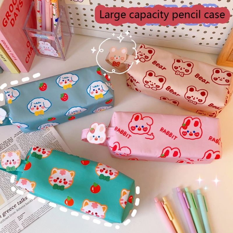 Túi Đựng Bút Bằng Vải Canvas Có Khóa Kéo In Hoạt Hình Dành Cho Học Sinh