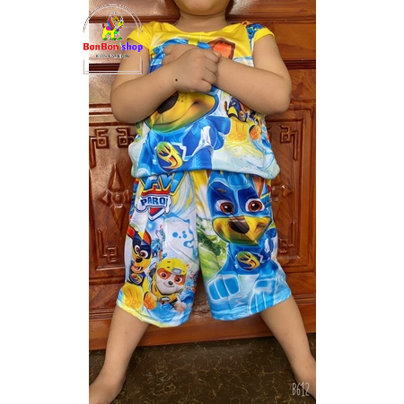 (C03_Kèm video) Đồ bé trai có hình Paw Patrol, bộ mặc nhà vải 3D thái mát lạnh cho bé từ 3 tuổi - 7 tuổi