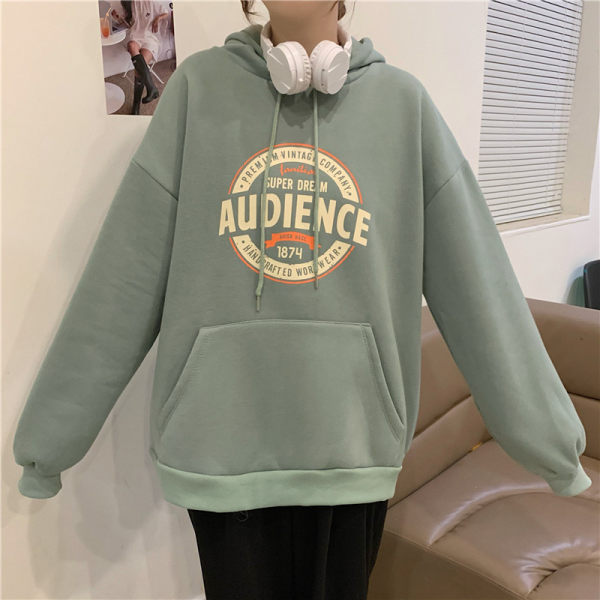 Áo hoodie nữ dáng rộng in hình hoạt hình có túi chất nỉ ngoại dày mịn thời trang gây bão thị trường việt