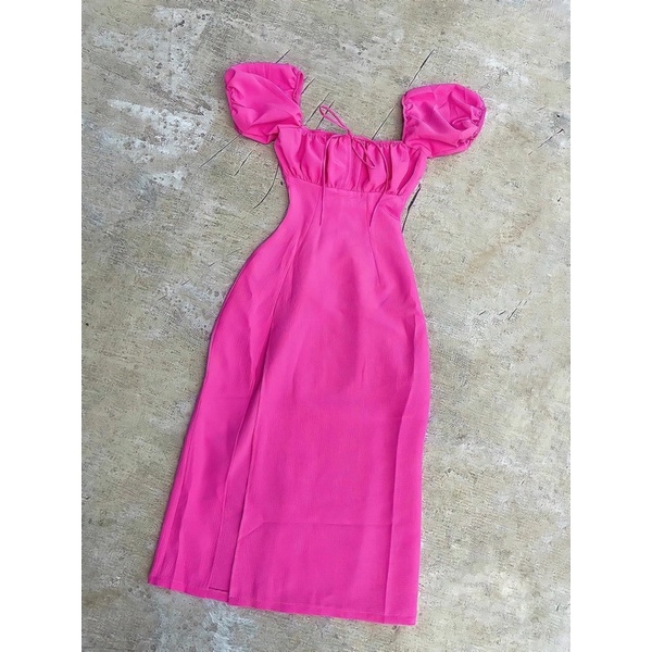 Đầm Váy nữ xẻ tà nhún sau lưng , Đầm Váy Maxi Đũi Cao Cấp