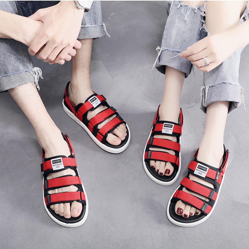 Giày sandal nữ quai dán, SANDAL đi học 3 quai unisex đế cao su cao cấp