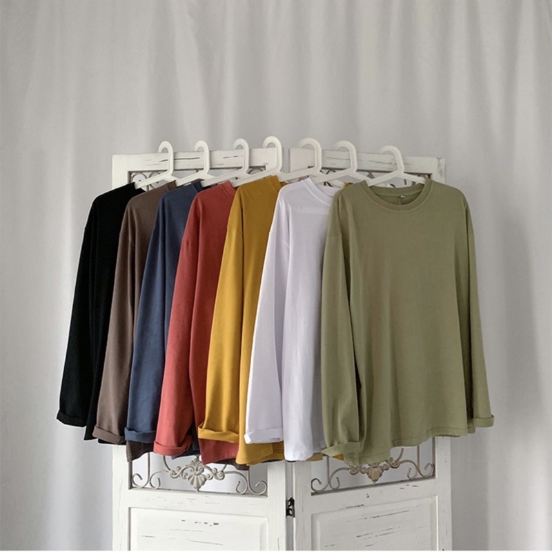 ÁO THUN TAY DÀI TRƠN COTTON MÀU ĐỎ UNISEX NAM NỮ (kèm hình chụp thật)