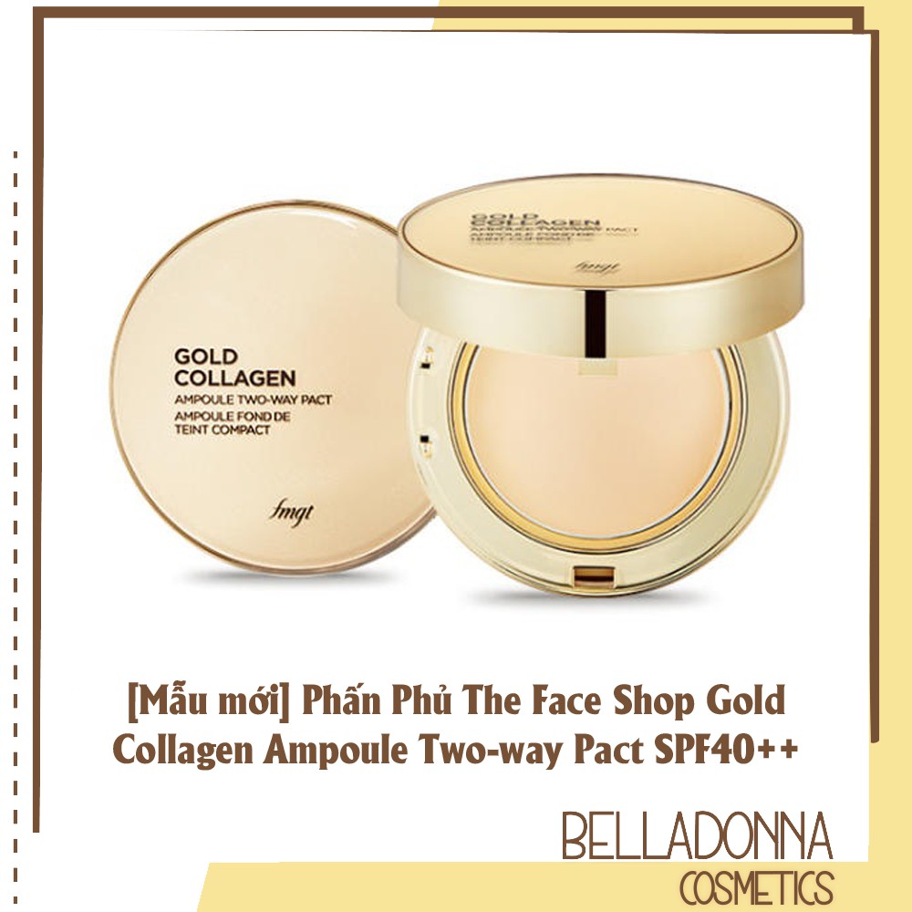 [2 Tone Màu] Phấn Phủ The Face Shop Gold Collagen Ampoule Two Way Pact SPF30++