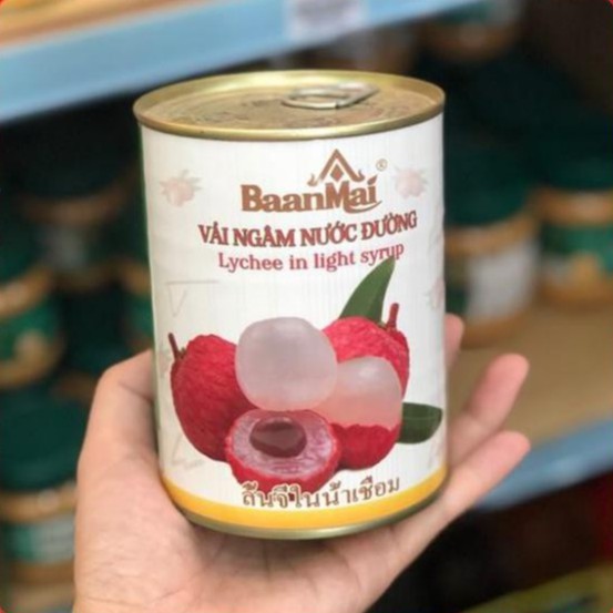 Vải ngâm ban mai lon 560g