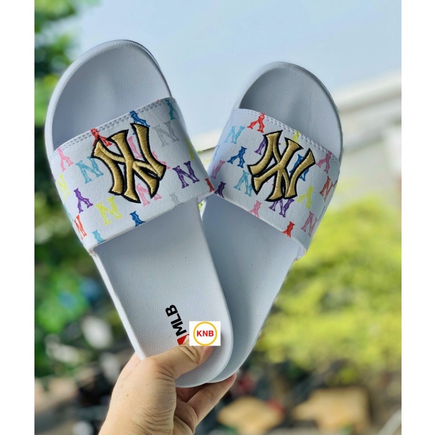 ♥️ Freeship+Ảnh Thật ♥️ Dép 𝐌𝐋𝐁 𝗡𝗬 quai ngang nam nữ, dép mlb bóng chày quai ngang thể thao thêu 𝗡𝗬