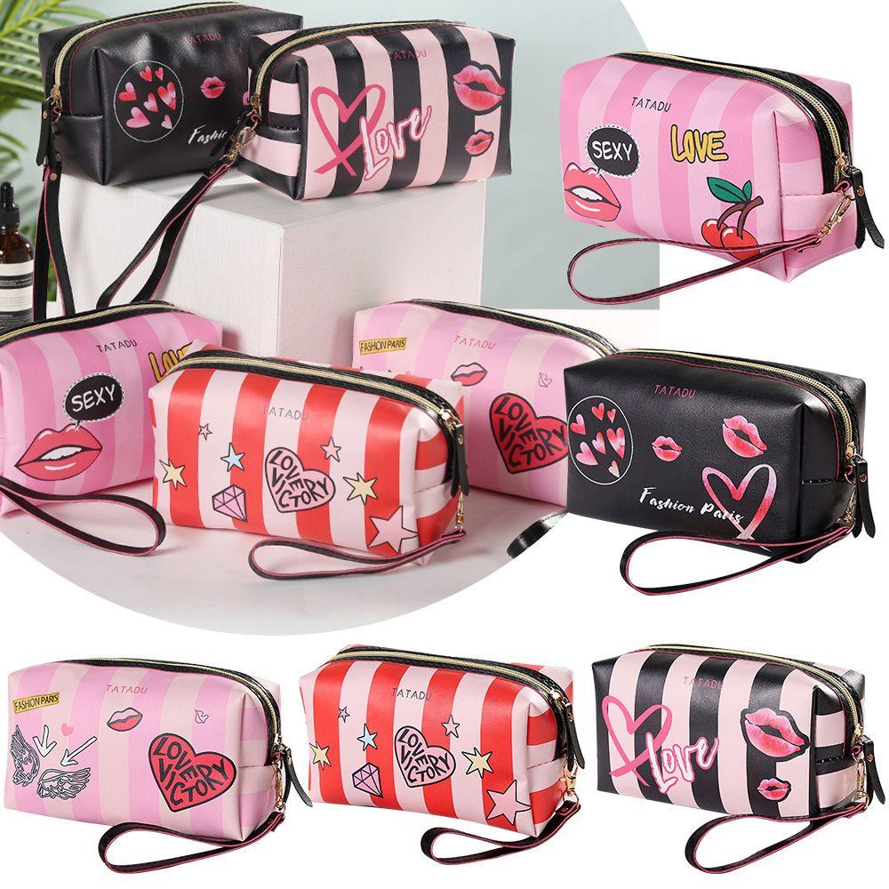 Túi Da Đựng Mỹ Phẩm MIHAN1 Họa Tiết Trái Tim