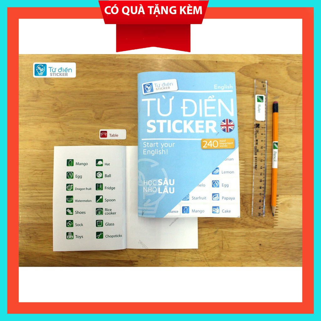 Plashcard Từ điển Sticker TONY - phiên bản Full A5 240 từ - 720 Sticker - Full option