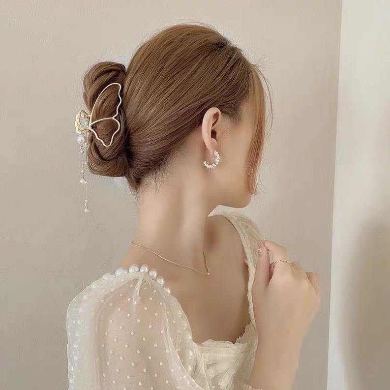 ❤️ Kẹp Tóc Myna Càng Cua Kim Loại Đính Châu Sang Chảnh ❤️