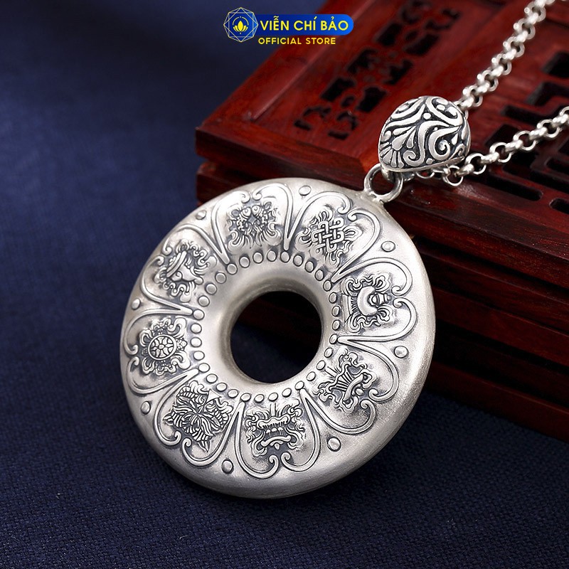 Mặt dây chuyền bạc nam Bát bảo cát tường Bát nhã tâm kinh chất liệu bạc Thái 925 thương hiệu Viễn Chí Bảo M100132