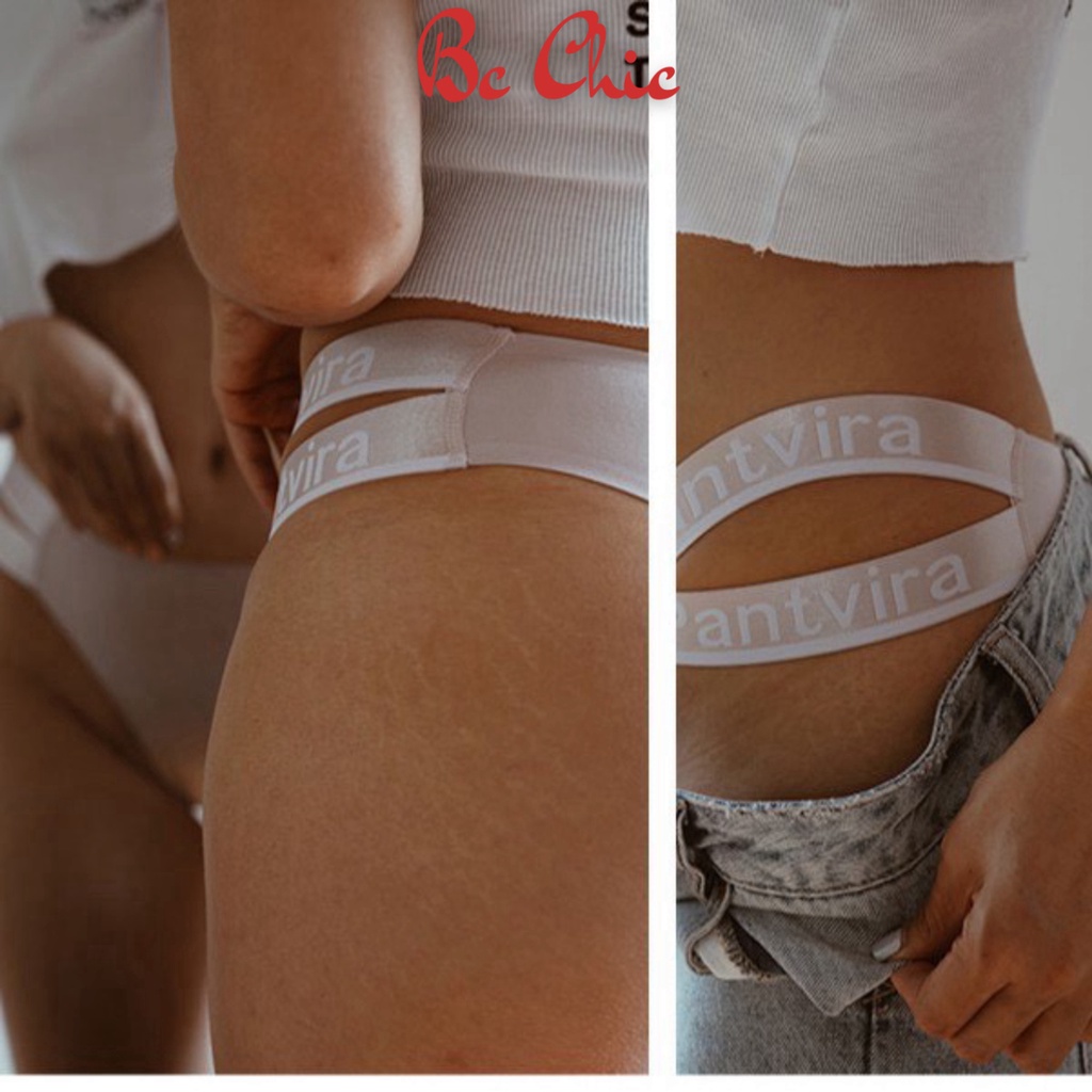 Quần Lọt Khe Nữ , Quần Lót Nữ Lọt khe cotton cao cấp hai dây viền chữ cá tính quyến rũ mã Q416 BC_CHIC LINGERIE