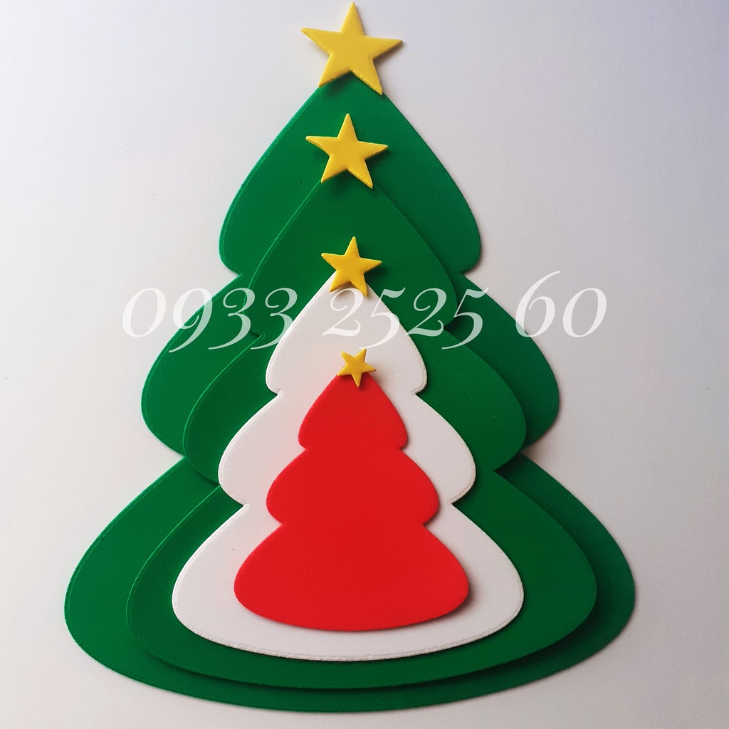 1 CÂY THÔNG / CÂY noel, cây thông giáng sinh, bằng giấy xốp 2mm -Trang trí lớp học, que kem, thiệp, bưu thiếp......