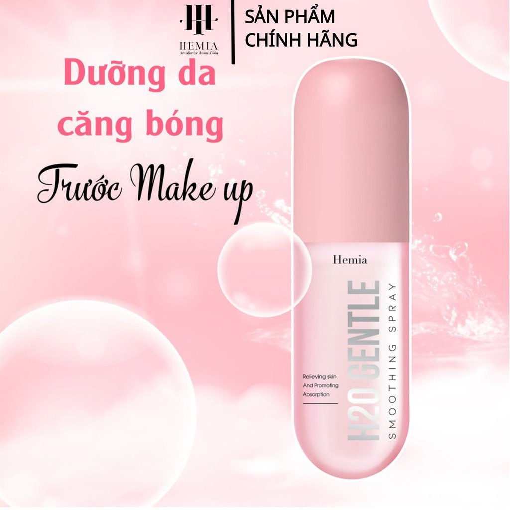 Combo 2 Xịt khoáng Hemia Hàn Quốc căng bóng DNA cá tầm H20 gentle cấp ẩm, làm dịu da, bảo vệ lớp trang điểm