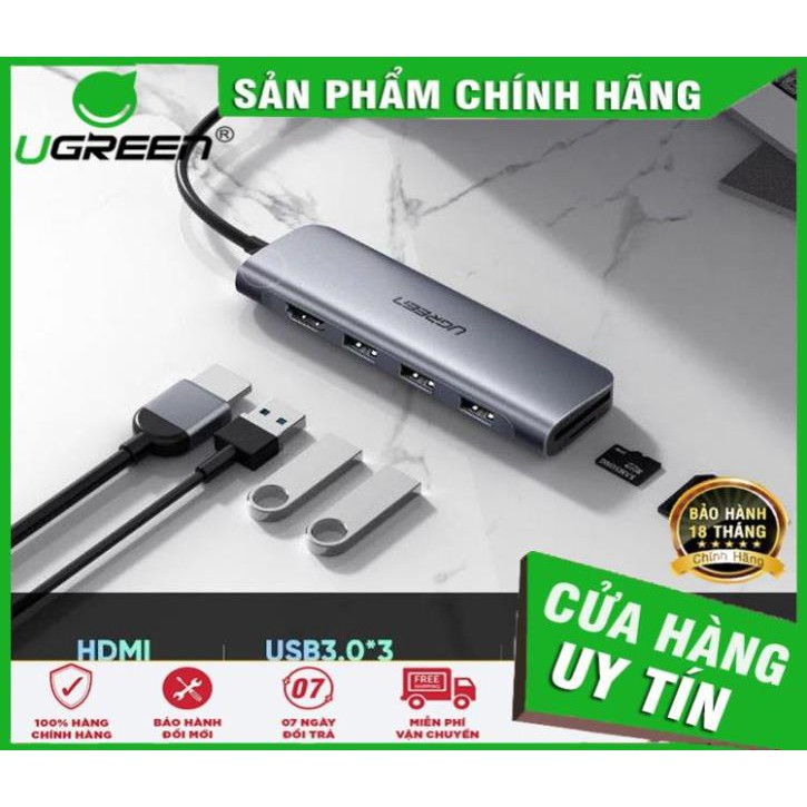 Ugreen 70410,70411 - Thiết bị mở rộng USB type-C sang HDMI - Hub USB 3.0 - SD/TF ✔HÀNG CHÍNH HÃNG ✔