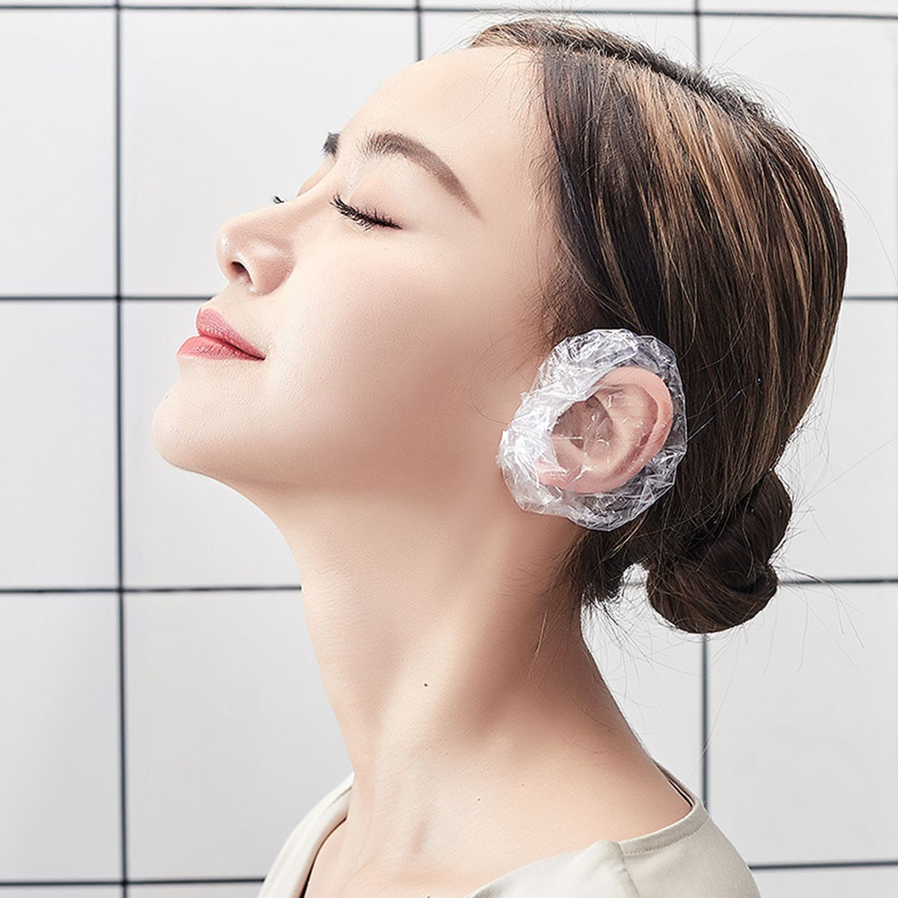 [Hàng mới về] Set 10 vỏ bọc chụp tai bảo vệ khi đi tắm bằng nhựa trong suốt chống thấm nước