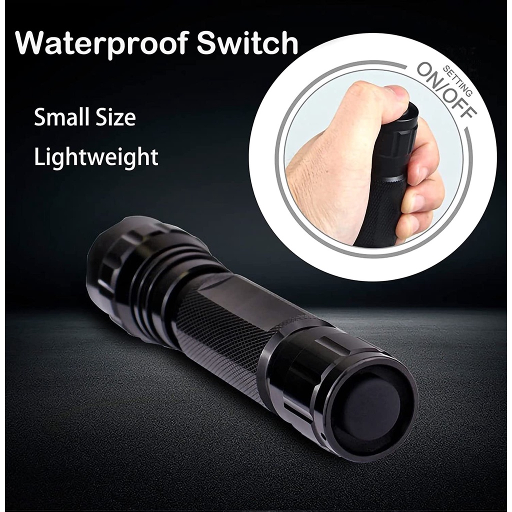 Đèn Pin Chiến Thuật 2200 Lumens Màu Đen Có Công Tắc Bật Tắt Picatinny Kèm Điều Khiển Từ Xa