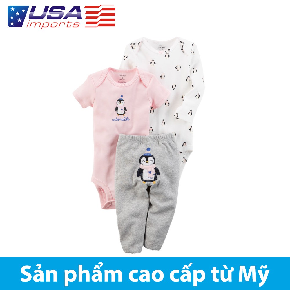 Set 3 bodysuit kèm quần Car-tờ Auth Từ Mỹ (126H033)