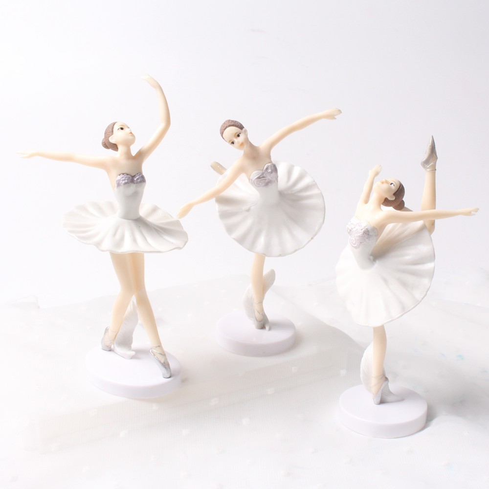 Set 3 Phụ Kiện Trang Trí Bánh Kem Sinh Nhật 1 Tuổi Hình Cô Gái Múa Ba Lê Cho Bé Gái