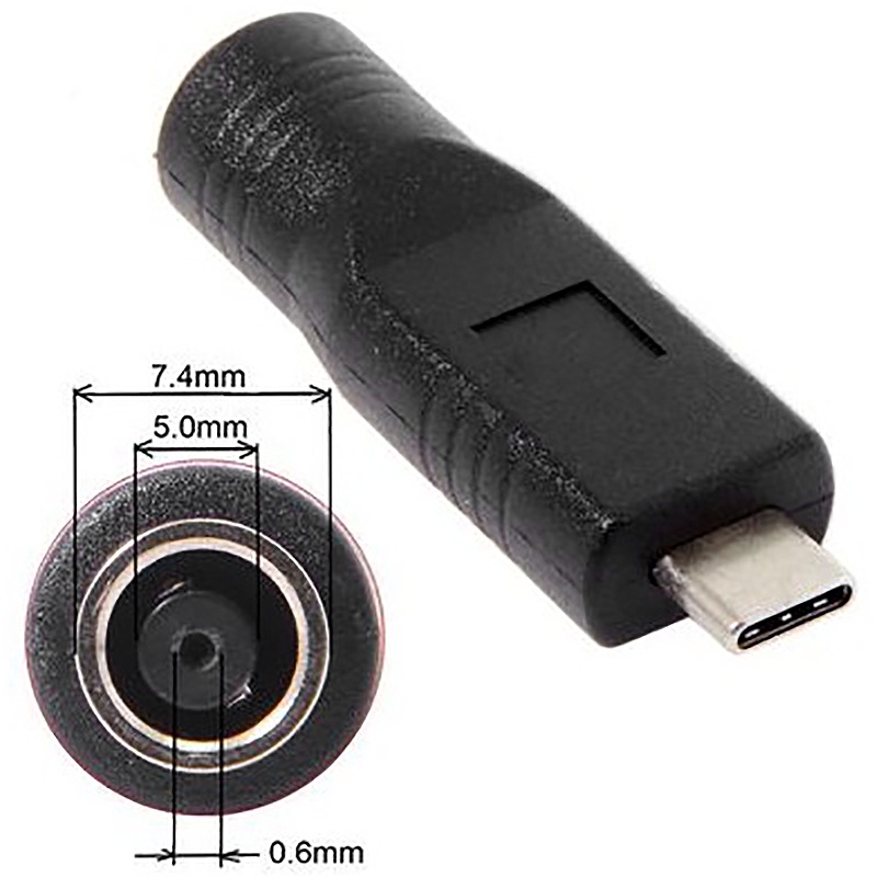Đầu chuyển đổi DC Jack 7.4x5.0Mm sang USB-C Type-C cho laptop điện thoại