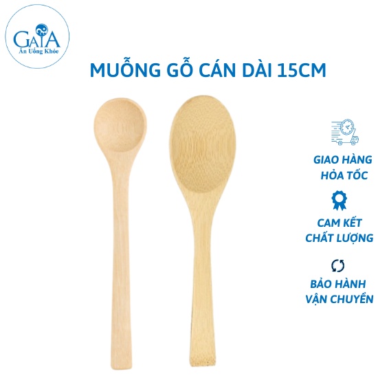 [1 CÁI] Muỗng gỗ uống café trà múc gia vị bằng tre cán dài 15cm