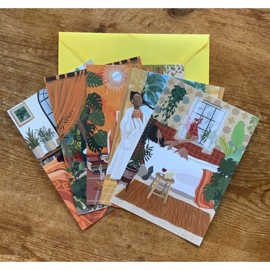 Set  6 tranh 10x15cm bóc dán chủ đề LIFE GIRL