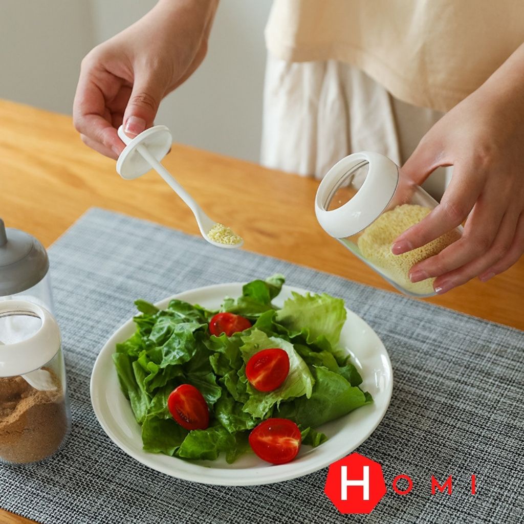 Lọ Đựng Gia Vị Thủy Tinh  Kèm Thìa 250ml, Hũ Đựng Gia Vị  - Danami Store