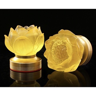 [HÀNG SẴN-MẪU SẠC ĐIỆN] CẶP 2 CHIẾC ĐÈN LED HOA SEN LƯU LY THỜ CÚNG TRANG TRÍ