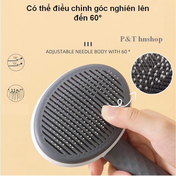 Lược Chải Lông Chó Mèo, Làm Sạch Lông Thú Cưng Có Nút Ấn Làm Sạch