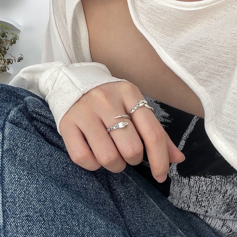 Nhẫn Mạ BạC MặT HìNh RắN ThờI Trang Cho Nữ