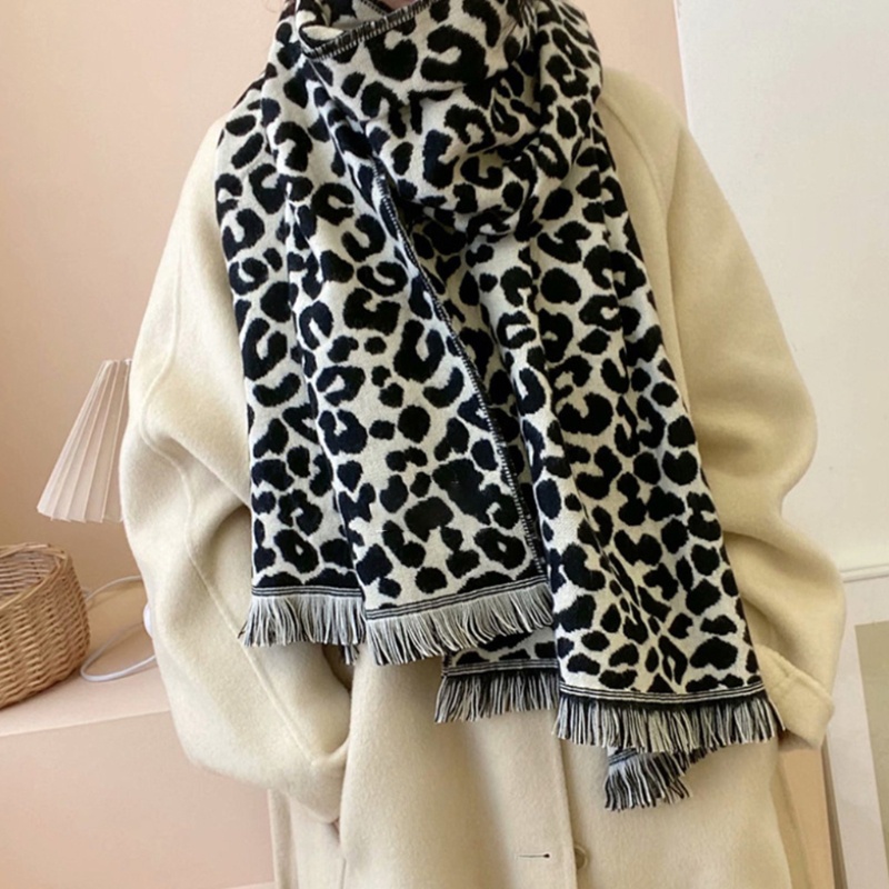 Han Pashmina Khăn Choàng Và Khăn Choàng Cổ Giả Cashmere Siêu Mềm Họa Tiết Da Báo Elegan