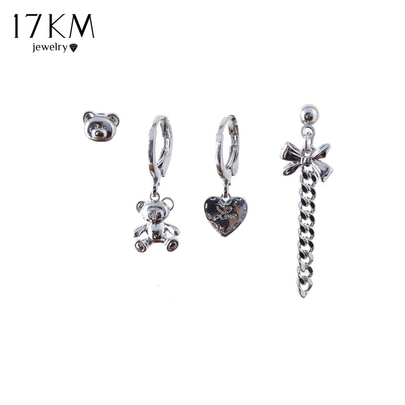 Set 4 khuyên tai bạc 17KM nhiều kiểu dáng dễ thương cá tính