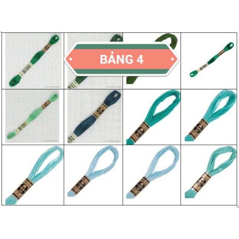 BẢNG 4 [ Giá 6 sợi dài 1m2] CHỈ COTTON THÊU TRANH CHỮ THẬP LOẠI ĐẸP DAI SỢI KHÔNG XÙ
