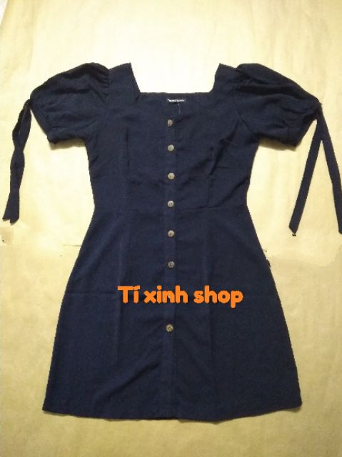 Đầm cổ vuông tay nơ (có 2 màu, ảnh thật)