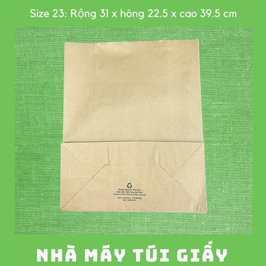 100 CHIẾC TÚI GIẤY KRAFT SIZE 23: 31x22.5x39.5 CM MÀU NÂU KHÔNG QUAI ( ẢNH THẬT)